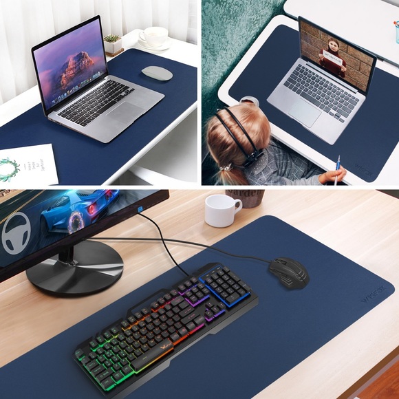 Mouse Pad, Desk Pad Protector, Office Desk Mat, Non-Slip PU Leather Desk Blotter - Picture 5 of 5